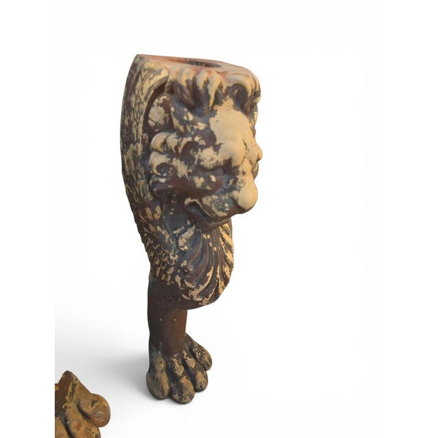 Late 19th Century 19th Century Greco-Roman Terracotta Lion Paw Pedestals, Set of 2 For Sale - Image 5 of 9