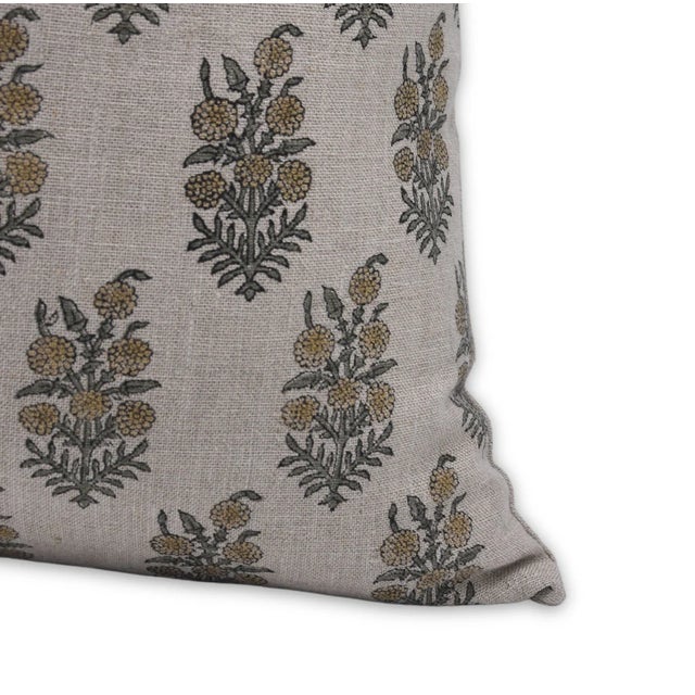 Thick Linen Linen Block Print Designer Boho Pillow/Cushion Cover 20x20 Inch- Hajara For Sale - Image 4 of 5