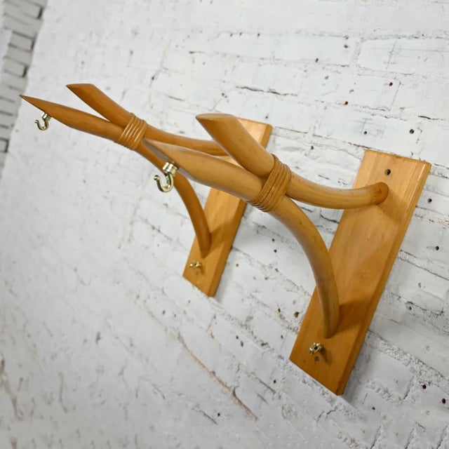 Mid-Century Modern Mid-Century Modern Rattan Wall Brackets a Pair For Sale - Image 3 of 13