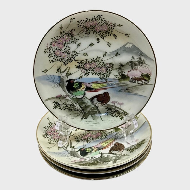Japanese Japanese Kutani Hand Painted Plates - Set of 4 For Sale - Image 3 of 13