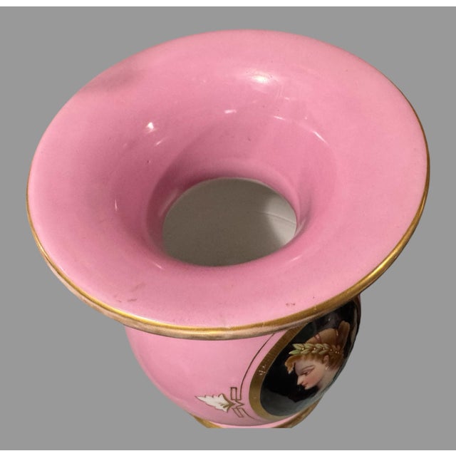 Old Paris Antique Old Paris Porcelain Hand Painted 13" Portrait Vase For Sale - Image 4 of 6