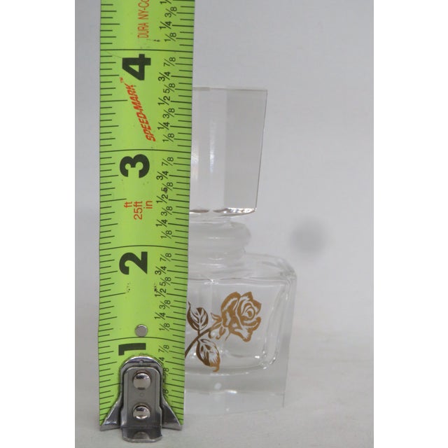 Bohemian Empty Glass Perfume Bottle Czech Art Deco Crystal With Gold Rose 4485b For Sale - Image 10 of 13