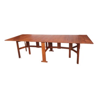 Huge Mid Century Drop Leaf Teak Table Double Leaf Design Bruno Mathsson Style 9 Feet For Sale