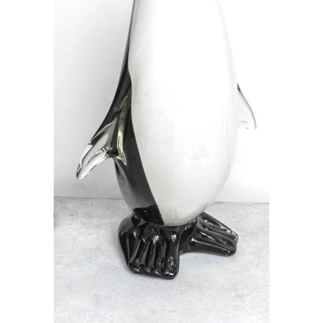 Black 2 Large Penguins Artisan Glass "Cristalleria Stile D'Arte" For Sale - Image 8 of 11