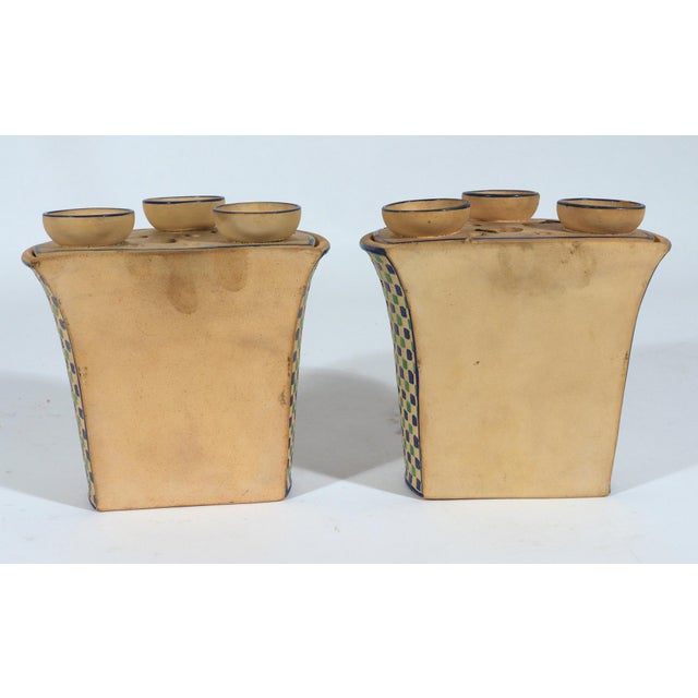 Regency Geometry: A Pair of Diced Caneware Bough Pots For Sale In Philadelphia - Image 6 of 12