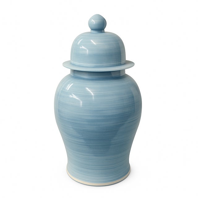 Sky Blue Porcelain Ginger Jar For Sale - Image 4 of 4
