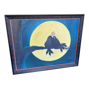 Vintage Vulture Artwork Cartoon Oil Painting & Book Vern Herschberger 1996