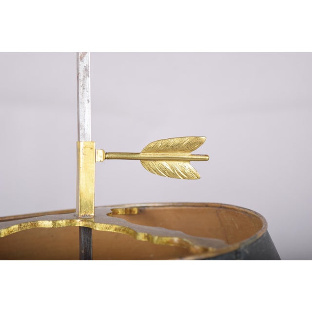Brass Bouillotte Candle Lamp with Green Tole Shade and Paw Feet, 1950s For Sale - Image 3 of 11