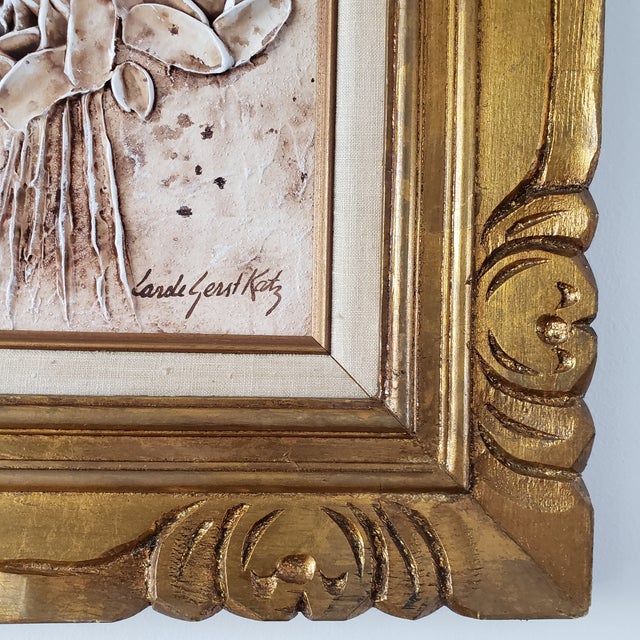 1980s 1980s Carole Gerst Katz Textured Floral Art Impasto Oil Painting in Ornate Gold Gilted Wood Frame Signed For Sale - Image 5 of 18