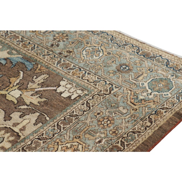 1920s Antique Mahal Persian Rug in Brown, With Beige and Blue Florals From Rug & Kilim For Sale - Image 5 of 7