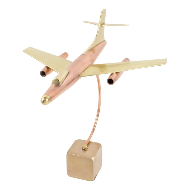 Brass and Copper Airplane Jet Aviation Model, France circa 1960 For Sale