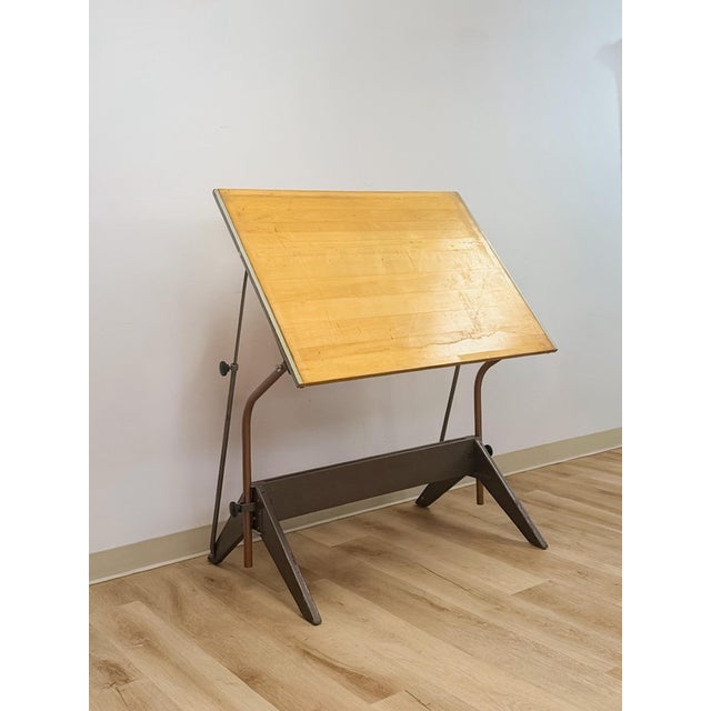 Vintage Drafting Table Pivot Tilt Blonde Wood Artist Architect MCM For Sale In Tampa - Image 6 of 14