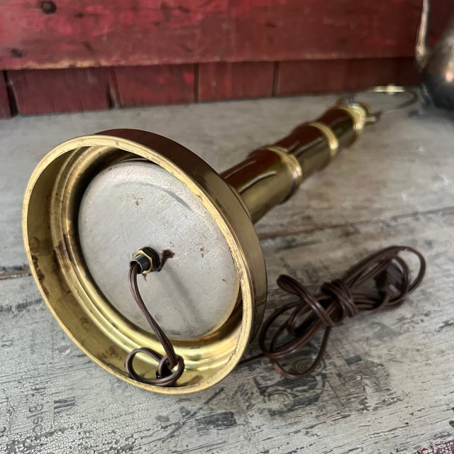 Metal Vintage Brass Table Lamp With Bamboo Design 21" For Sale - Image 7 of 15