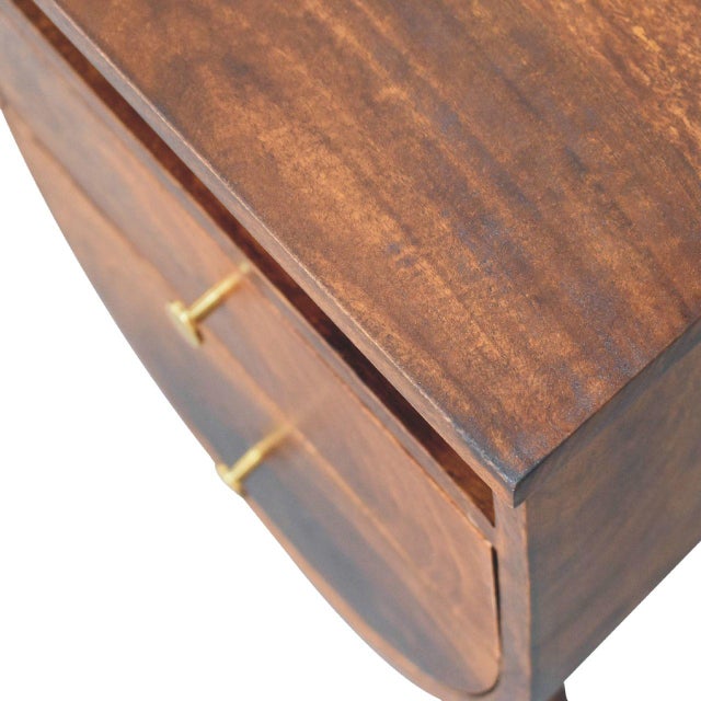 Curved Chestnut Mango Wood Nightstand With Drawers For Sale - Image 4 of 8