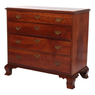 Antique Chippendale Cherry Graduated 4-Drawer Chest C1800 For Sale