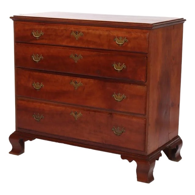 Antique Chippendale Cherry Graduated 4-Drawer Chest C1800 For Sale