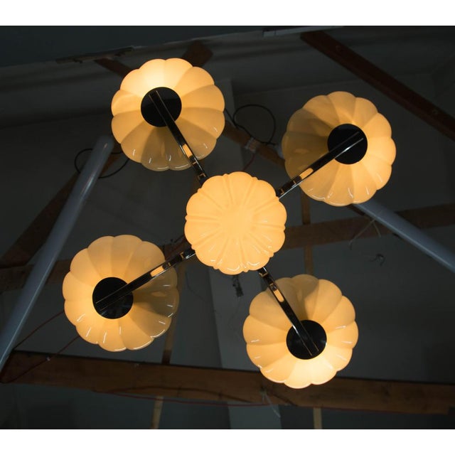 Art Deco Chrome and Glass Chandelier, 1930s For Sale - Image 9 of 14