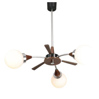 Mid-Century Modern Italian Chrome and Opaline Chandelier For Sale