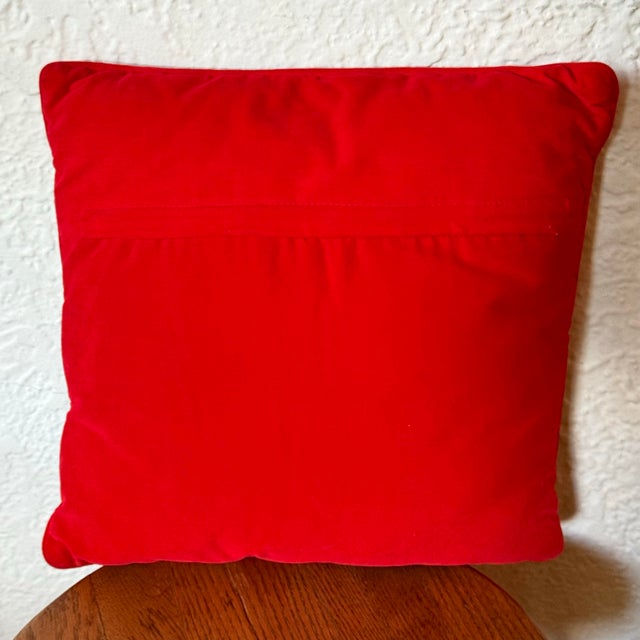 Textile 1970s Traditional Santa Needlepoint Pillow For Sale - Image 7 of 9