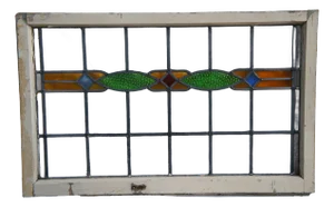 Antique Early 20th Century Arts & Crafts Leaded Stained Glass Window Panel