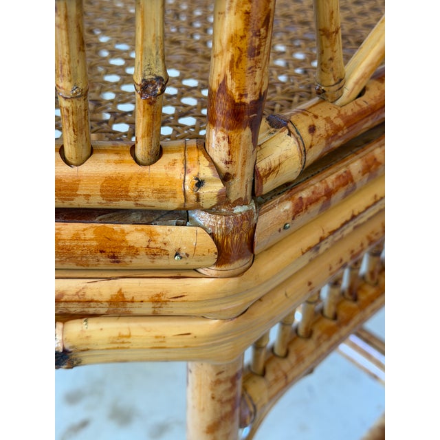 Mid 20th Century A Pair-Restored Thomasville Brighton Pavilion Scorched Bamboo Armchairs For Sale - Image 5 of 12