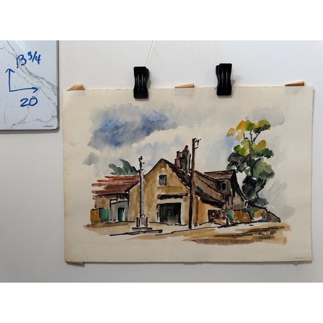 Paper Henry Emil Salloch Original Watercolor on Paper Touches, France. 1972. For Sale - Image 7 of 7