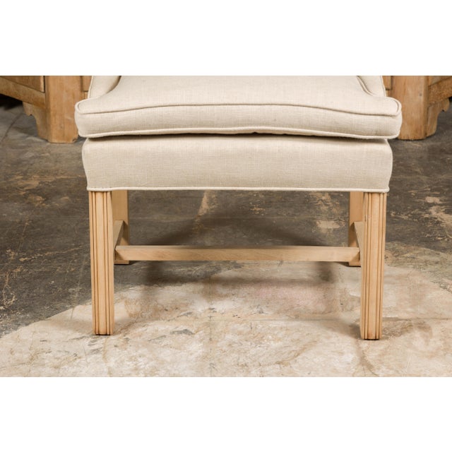 1920s English Upholstered Stool with Slightly Raised Back For Sale - Image 9 of 12