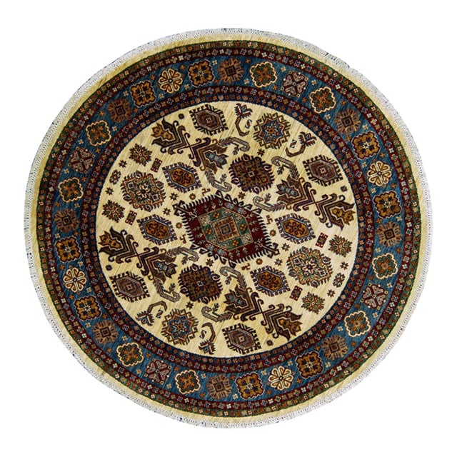 Oriental Hand Knotted Round Rug 5'10" x 5'10" For Sale