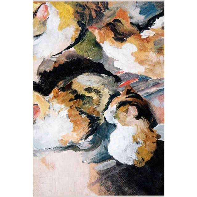 Paper 1909 Vintage Calico Cat Art Print by August Macke, Feline Wall Art - 48" X 36" For Sale - Image 7 of 9