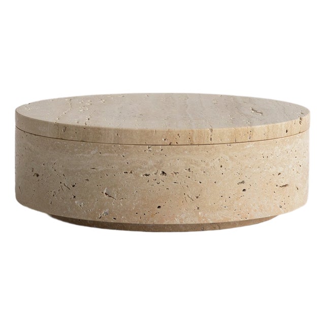 Travertine Cylinder Bowl with Lid from Kiwano Concept For Sale