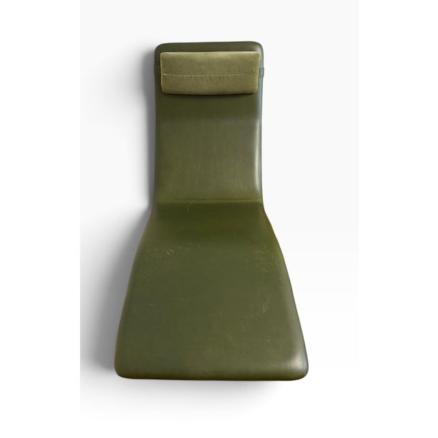 2020s Blu Dot “Deep Thoughts” Leather Chaise Lounge in Loden Green For Sale - Image 5 of 8