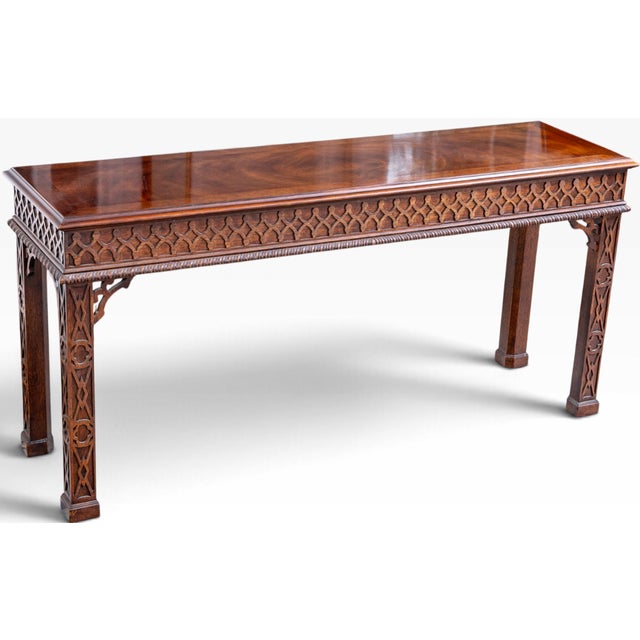 Vintage Henredon Chinese Chippendale Carved Mahogany Console Table An extraordinary vintage Chinese Chippendale-style...