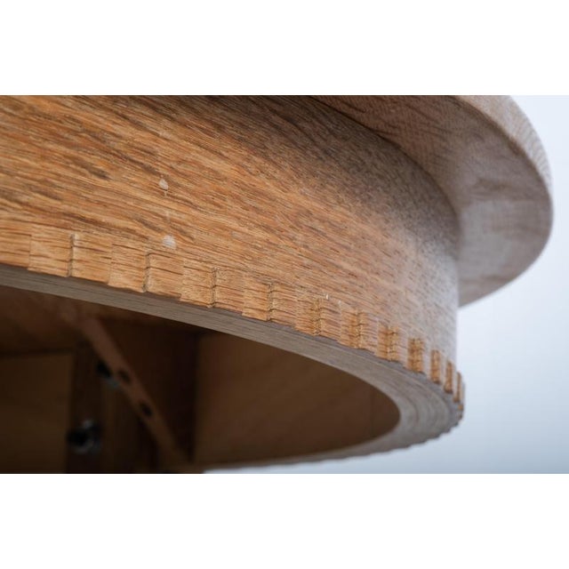 Brutalist Oval Oak Dining Table from Henning Kjærnulf, Denmark, 1960s For Sale - Image 9 of 10