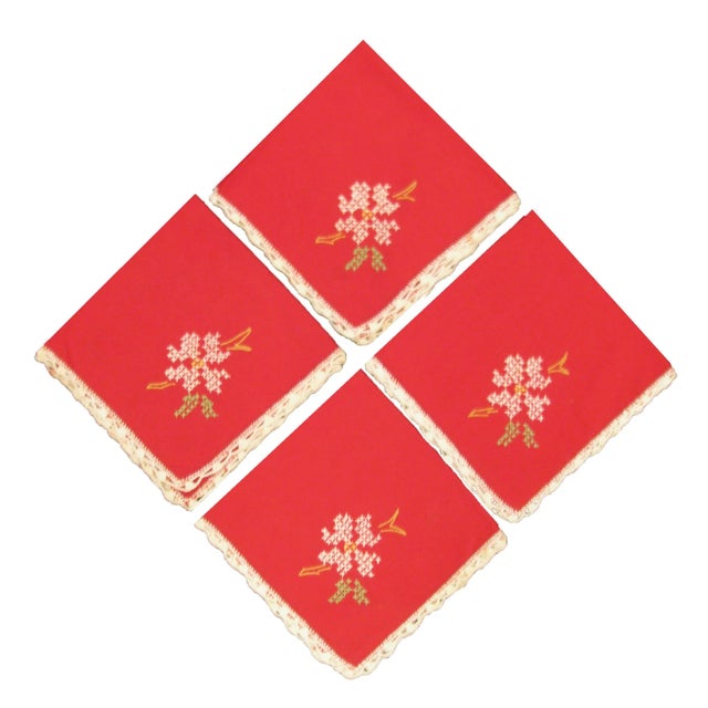 Farmhouse Last Call - Red Cross-Stitch Napkins, S/4 For Sale - Image 3 of 3