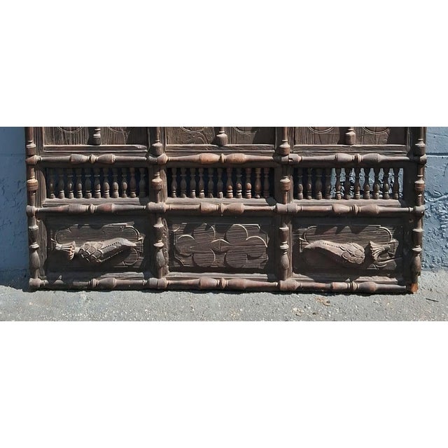 19thc Large Haveli Indian Hand Carved Architectural Door/ Shutter Assembly/ Sculptural For Sale - Image 13 of 16