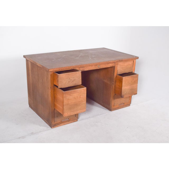 Portuguese Desk in Oak, 1950s For Sale - Image 4 of 14