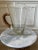 Mid-Century Modern Vintage Carl Aubock Style Pitcher With Rattan Wrapped Handle and Attached Underplate For Sale - Image 3 of 12