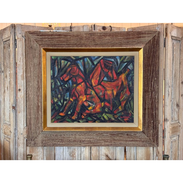 Abstract 1950s Abstract Dog Painting by Iru Kalman For Sale - Image 3 of 7