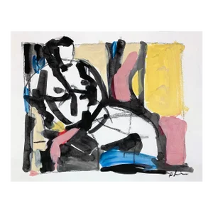 Woman Seated Summertime, Acrylic and Charcoal on Paper