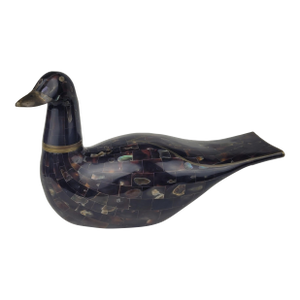 Maitland Smith Tessellated Faux Tortoise Shell Mother of Pearl Duck Brass