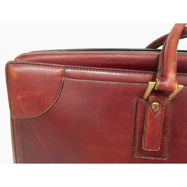 Mid-Century Modern Vintage Leather Suitcase "La Bagagerie Paris" Burgundy Bordeaux Luggage For Sale - Image 3 of 12
