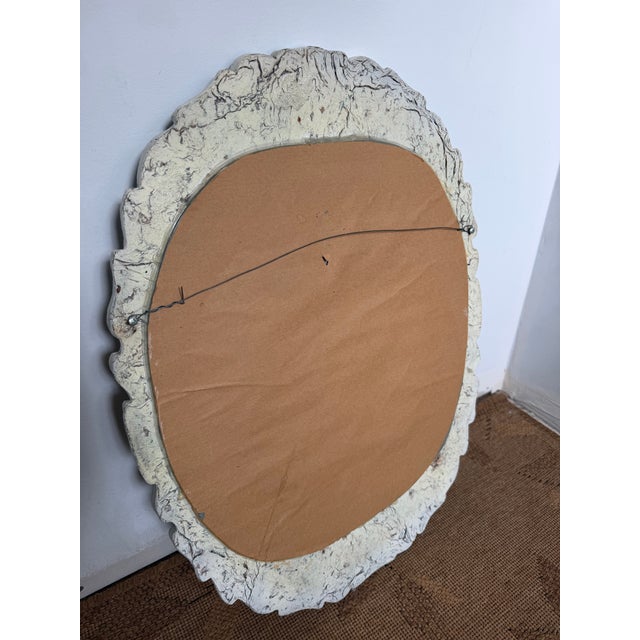 White Vintage Painted Ruffled Oval Mirror With Bow For Sale - Image 8 of 10