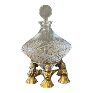 Vintage Astral Crystal Decanter With Brass Stand