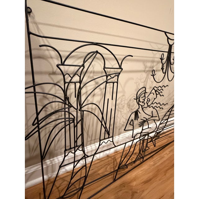 Mid-Century Modern Large 1990s Original Barrett DeBusk "Jazz Club" Metal Wire Wall Sculpture For Sale - Image 3 of 4