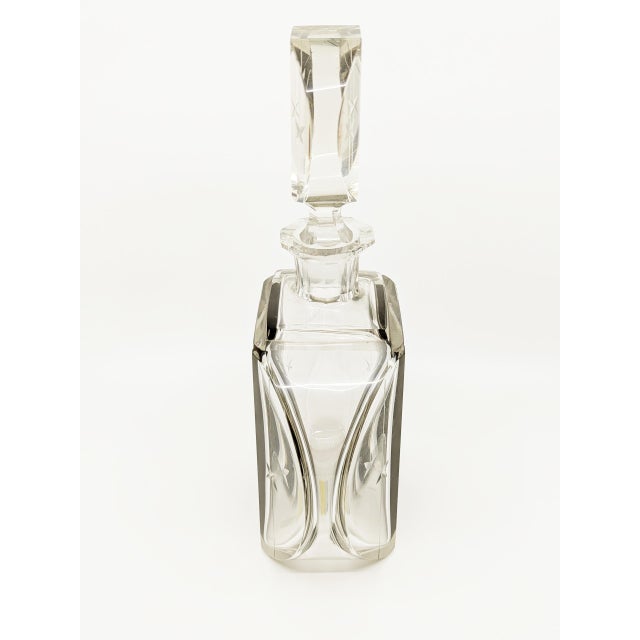 Black Art Deco Mirrored and Grinded Glass Decanter Set attributed to Karel Palda, 1930s, Set of 7 For Sale - Image 8 of 14
