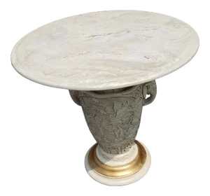 1960s Italian White Onyx Stone Top Pedestal Accent Table