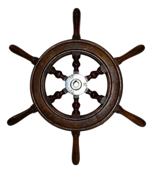 Six Spoke Ship's Wheel with Chrome Hub