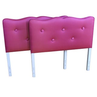 Twin Headboards in Raspberry Silk - Pair For Sale