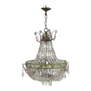 Antique French Louis XIV Style Polychromed Wedding Cake Crystal Chandelier