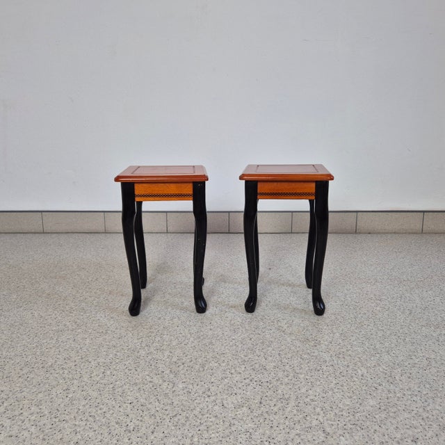 Black Vintage Decorative Plant Stands with Cabriole Legs, 1960s, Set of 2 For Sale - Image 8 of 10